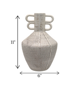 ceramic vase textured surahi white china "11x6"