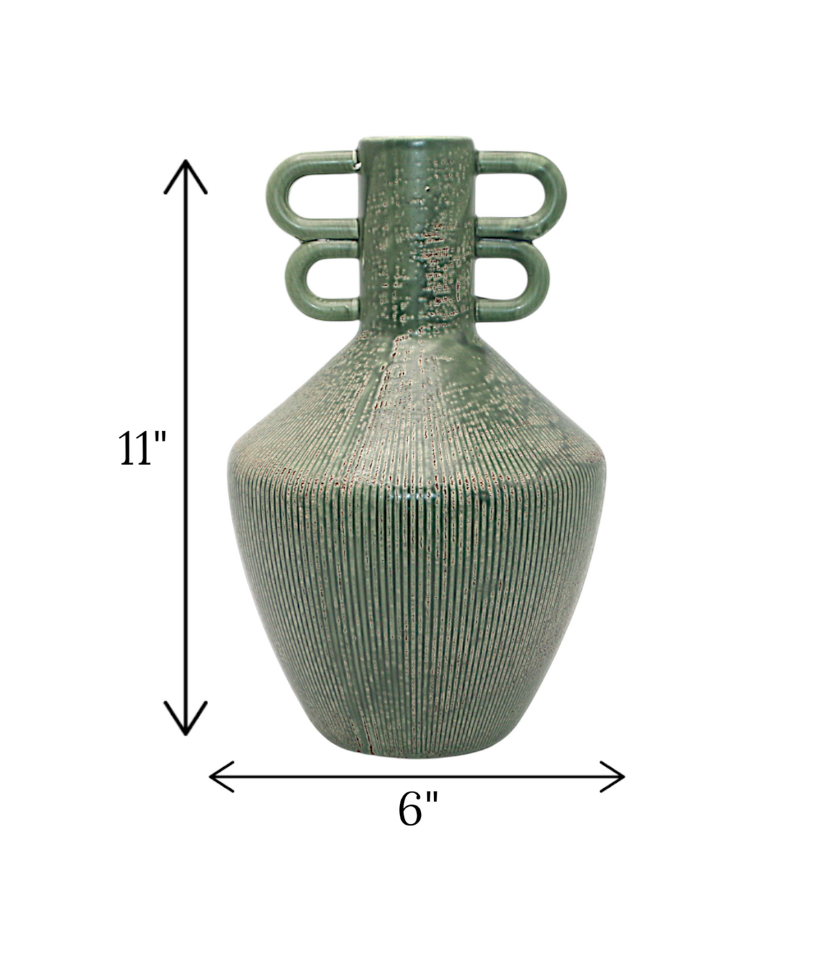 ceramic vase textured surahi green china "11x6"