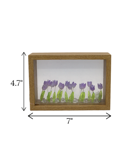 purple tulip flower light with wood frame china "4.7x7"