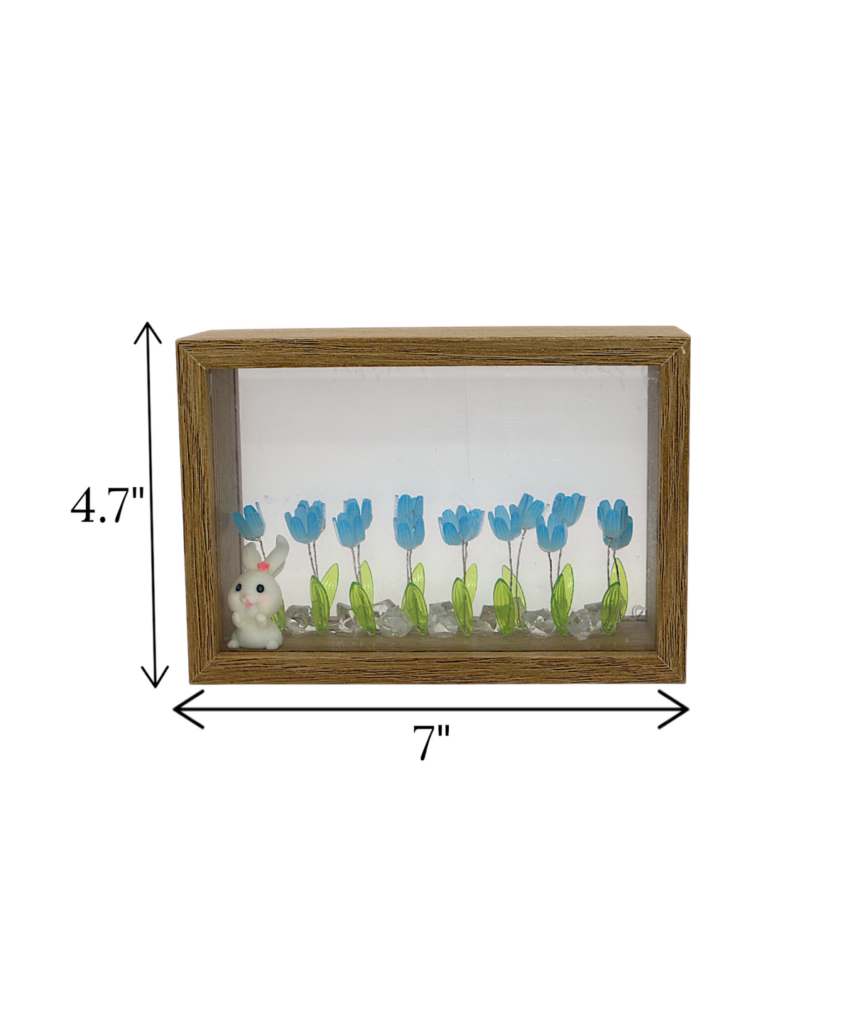 blue tulip flower light with wood frame china "4.7x7"