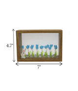 blue tulip flower light with wood frame china "4.7x7"