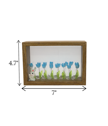 blue tulip flower light with wood frame china "4.7x7"