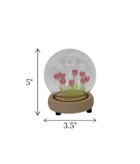 pink tulip flower light in globe china "5x3.5"