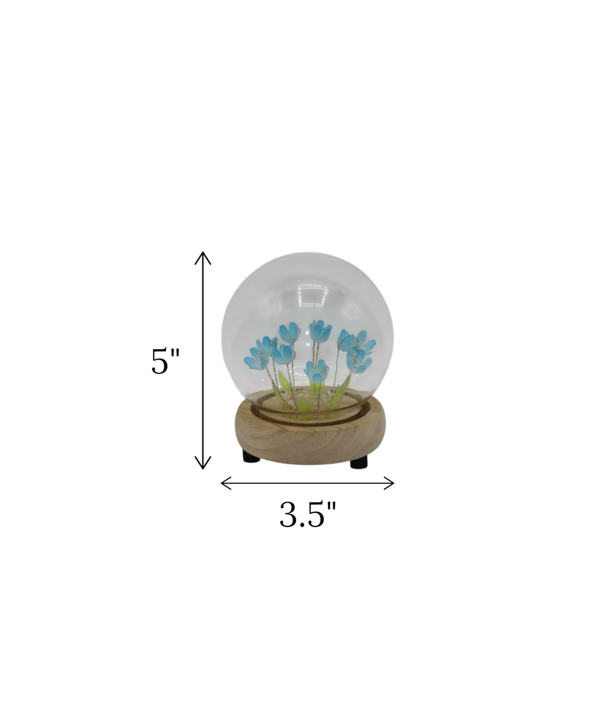blue tulip flower light in globe china "5x3.5"