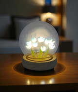 blue tulip flower light in globe china "5x3.5"