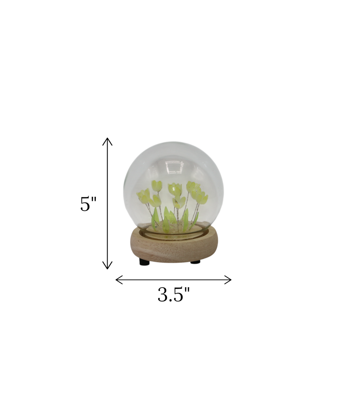 yellow tulip flower light in globe china "5x3.5"