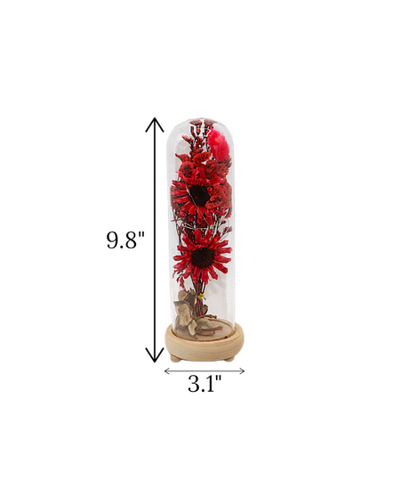 dry flower in glass red large china "9.8x3.1"