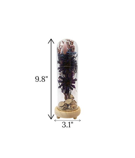 dry flower in glass purple large china "9.8x3.1"