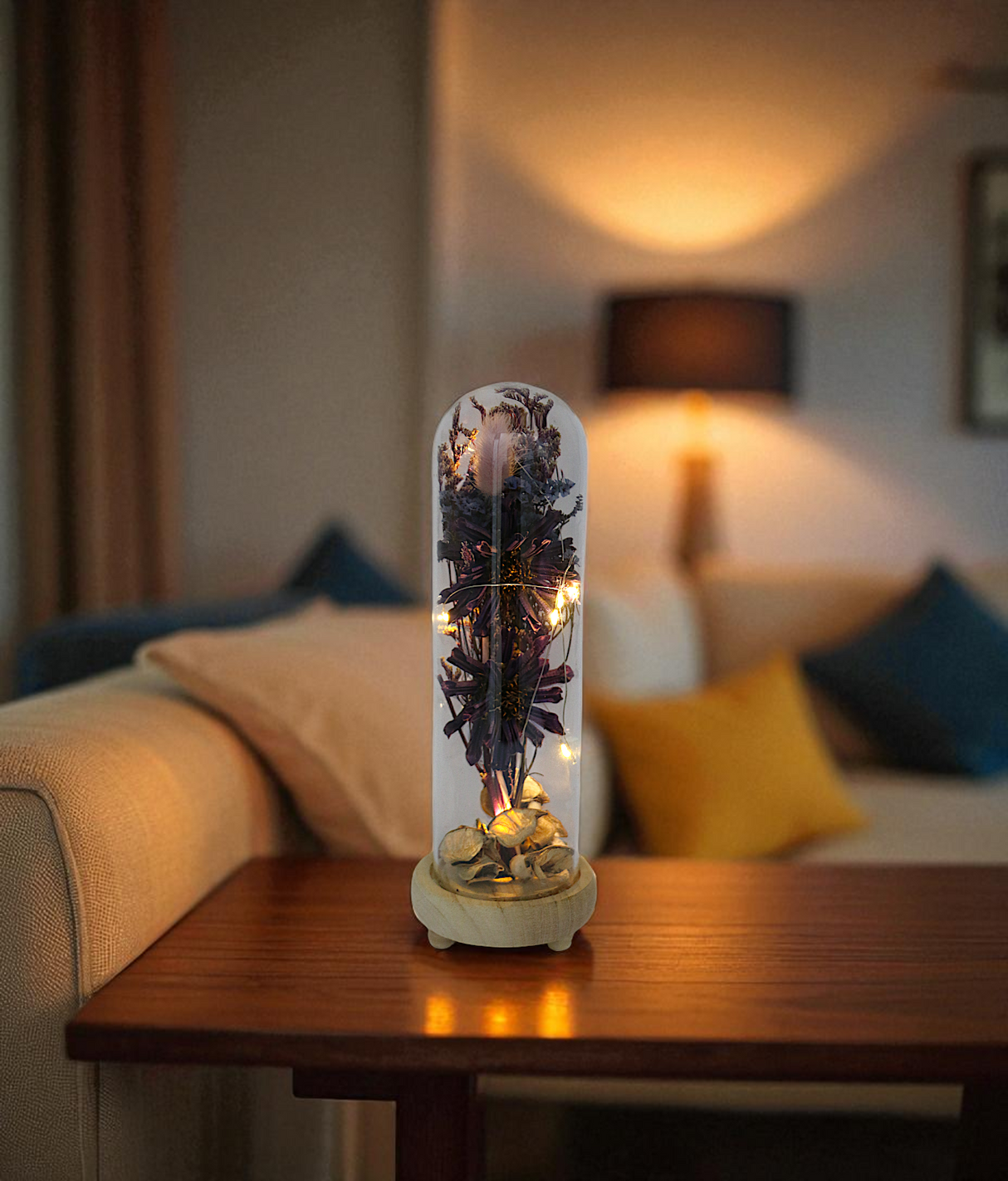 dry flower in glass purple large china "9.8x3.1"