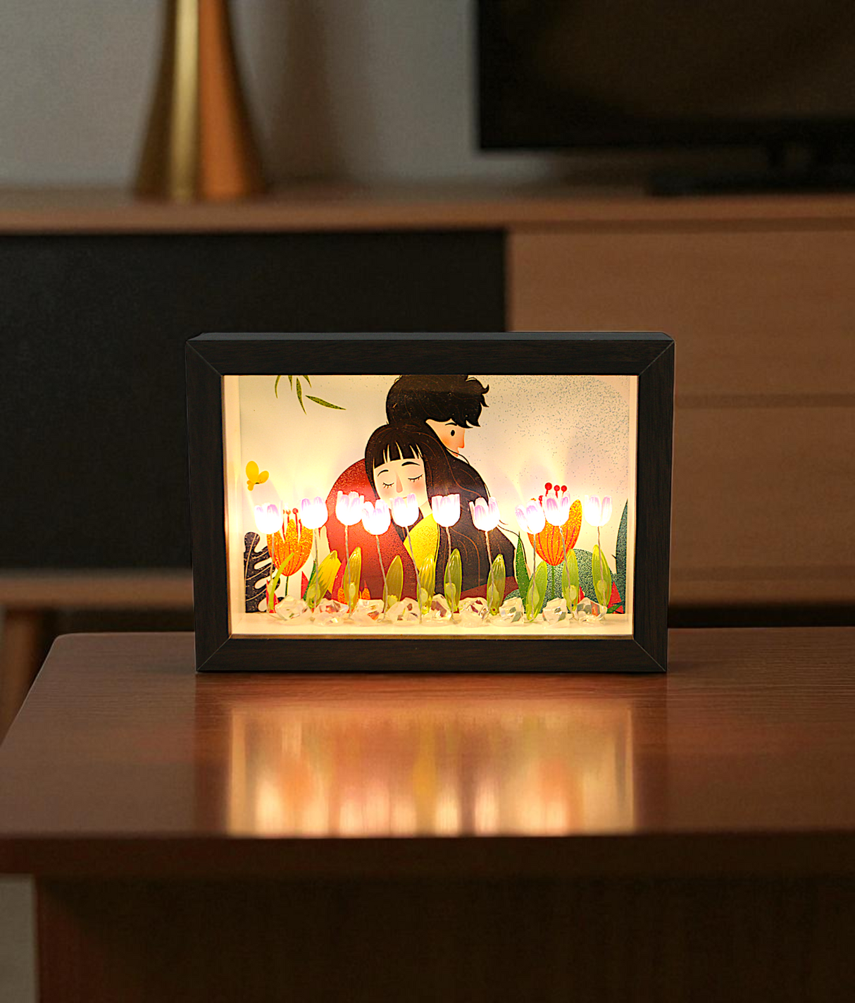led photo frame with purple flower china "4.7x7"