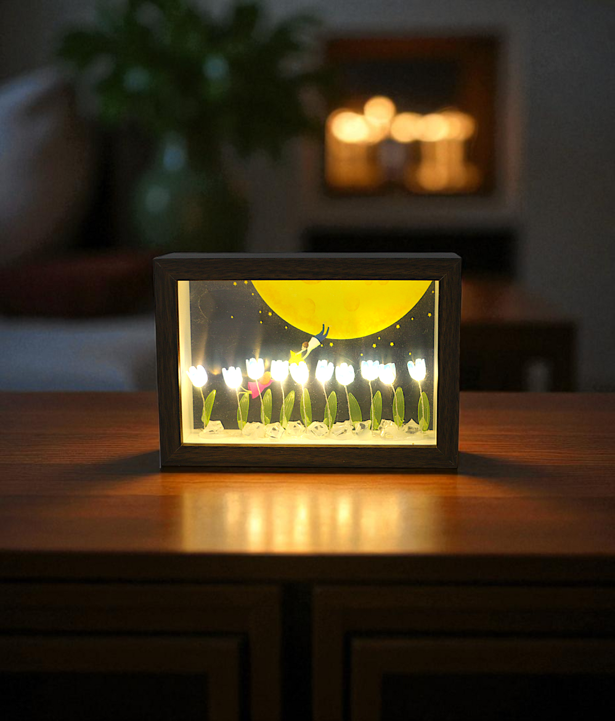 led photo frame with blue flower china "4.7x7"