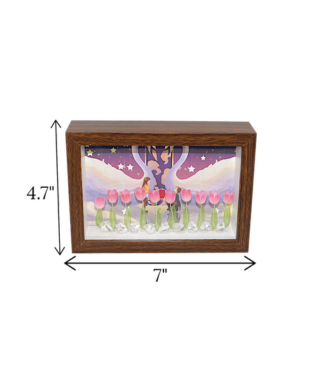 led photo frame with pink flower china "4.7x7"