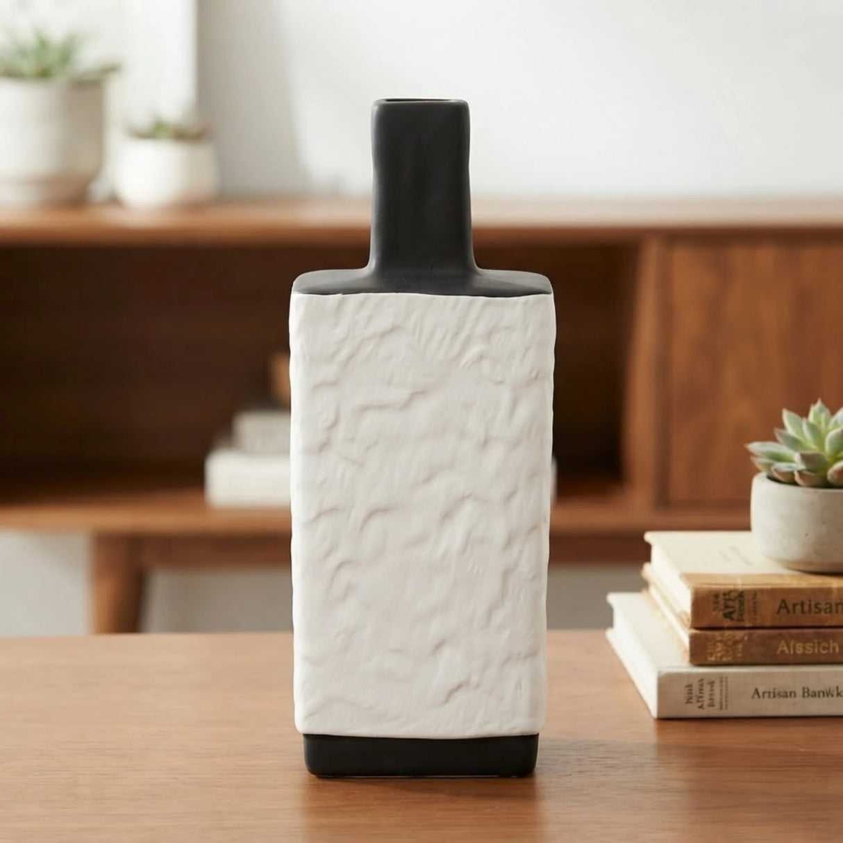 ceramic vase white & black large china