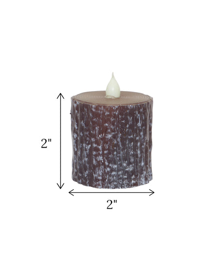 led candle brown wood shaped small china "2x2"