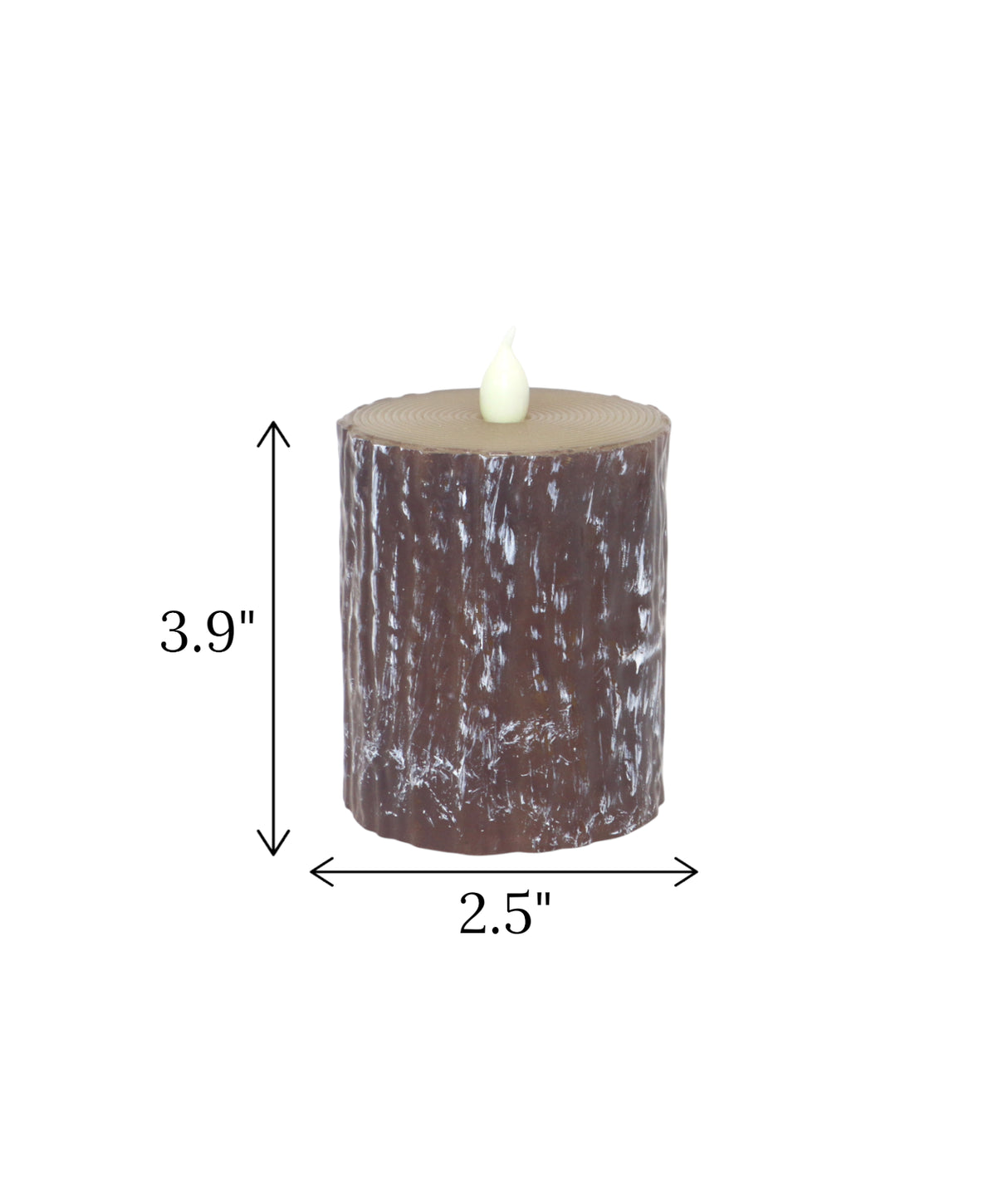 led candle brown wood shaped large china "3.9x2.5"