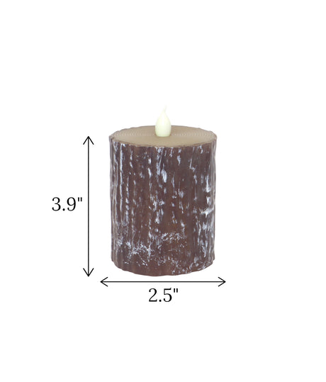 led candle brown wood shaped large china "3.9x2.5"