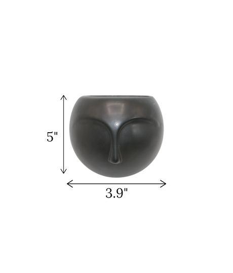 ceramic face vase wall hanging black china "5x3.9"