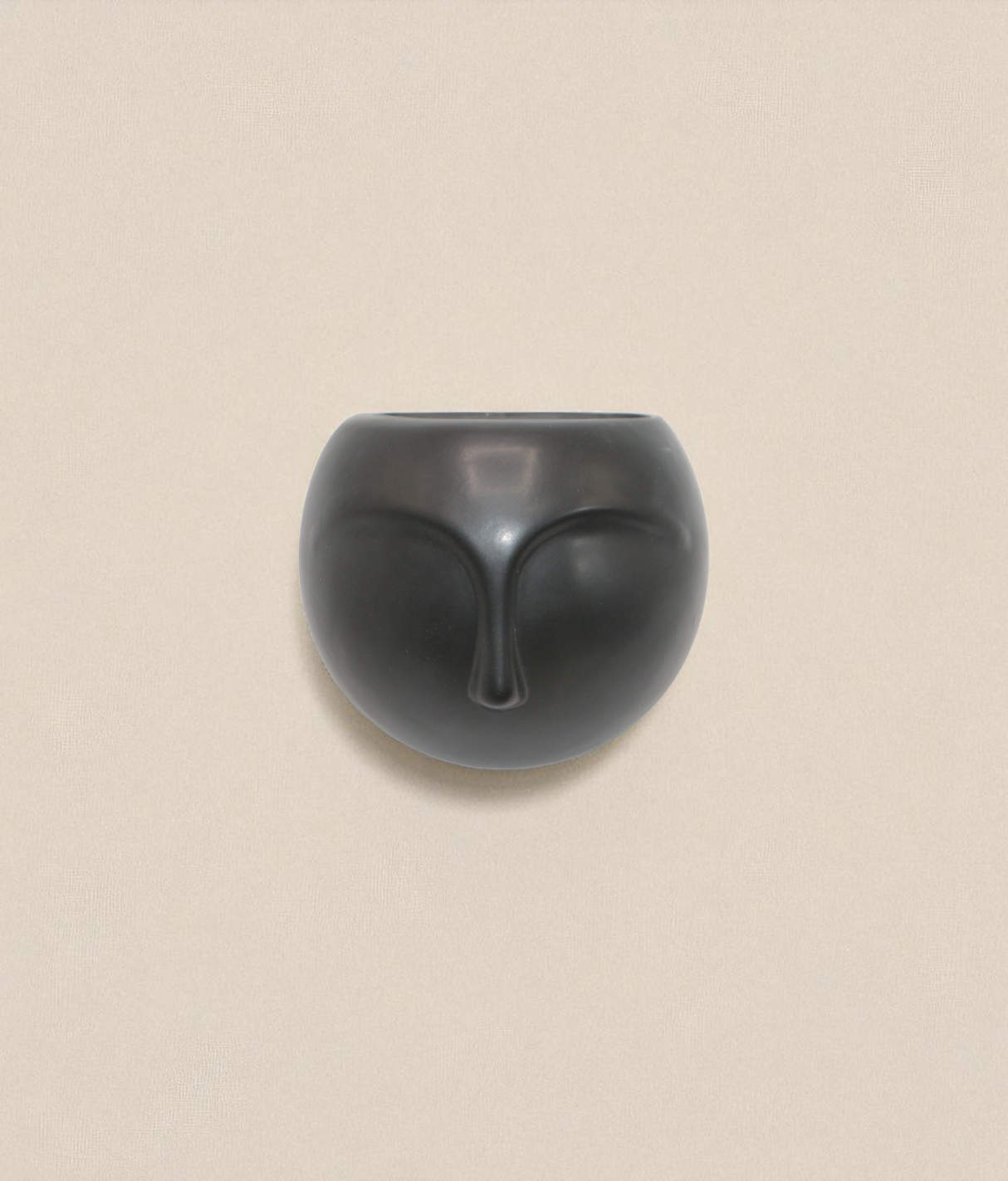 ceramic face vase wall hanging black china "5x3.9"