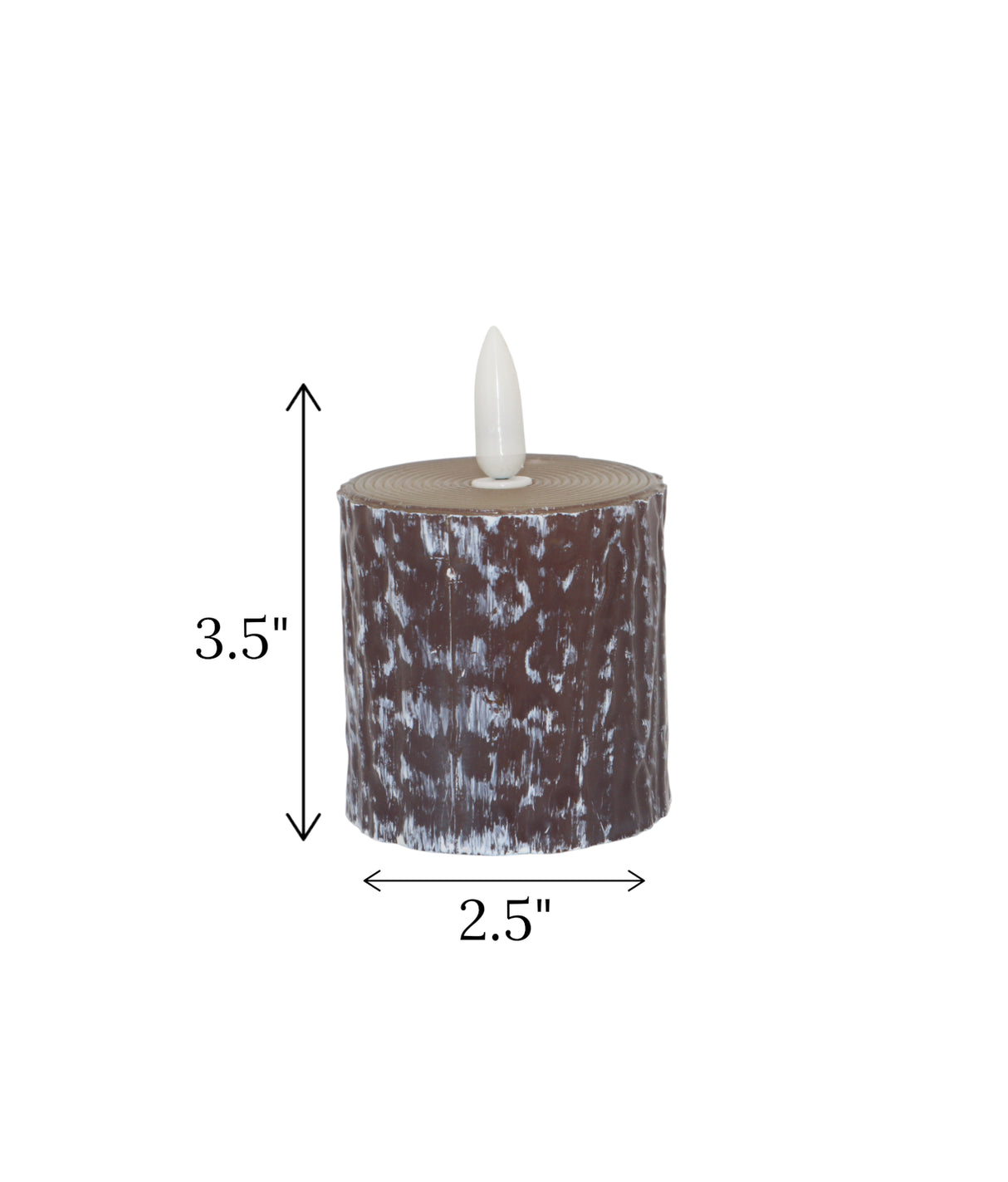 led candle brown wood shaped small china "3.5x2.5"