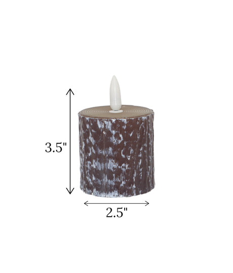 led candle brown wood shaped small china "3.5x2.5"
