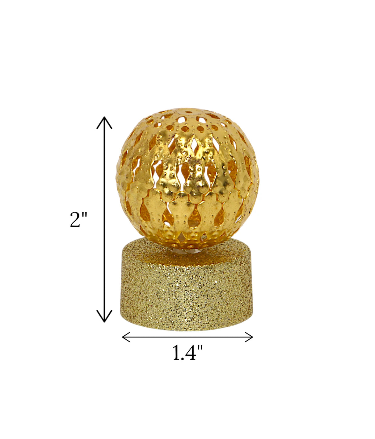 led candle glitter & golden ball china "2x1.4"