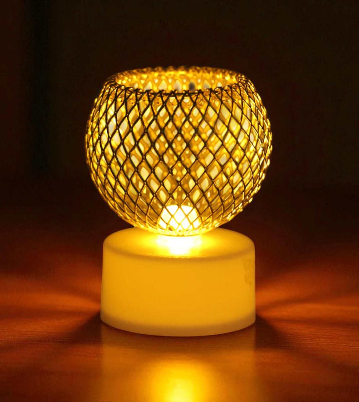 led candle & bowl net golden china "2x1.5"