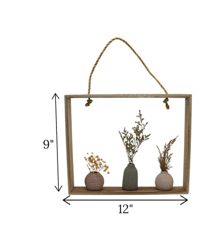 wall hanging wooden with three mini flower pot china
