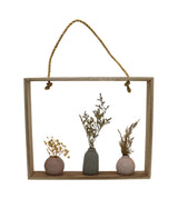 wall hanging wooden with three mini flower pot china