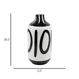 ceramic vase black & white 10.5"x5.5" china
