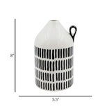 ceramic vase white & black lining 8"x5.5" china