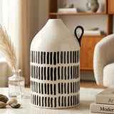ceramic vase white & black lining 8"x5.5" china