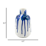ceramic vase white & blue lining small 8.5"x4.5" china