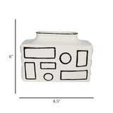 ceramic vase white with black circle 8.5"x6" china