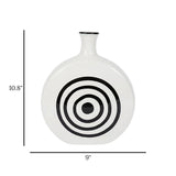 ceramic vase white with black round circles large 10.8"x9" china