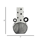 ceramic vase white & black textured small 9"x5" china