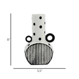ceramic vase white & black textured large 11"x5.5" china