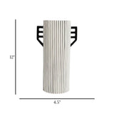 ceramic vase black & white textured medium 12"x4.5" china