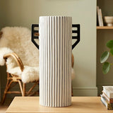 ceramic vase black & white textured medium 12"x4.5" china