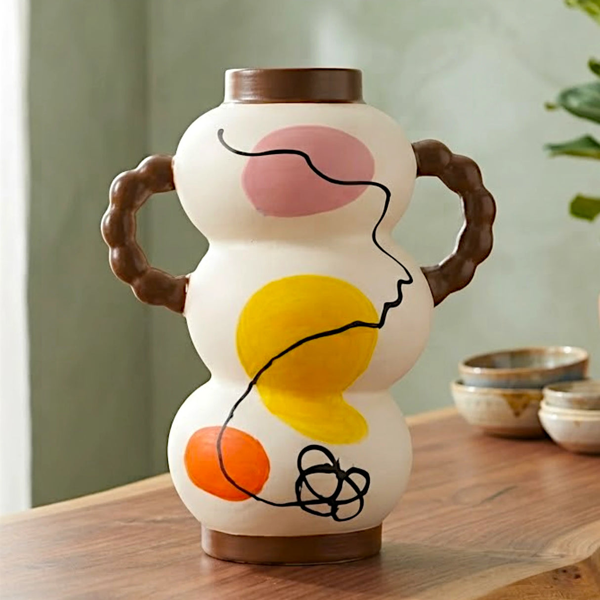 ceramic vase multi with handle medium china