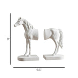 elegant bookends white horse statue 9"x9.5" china