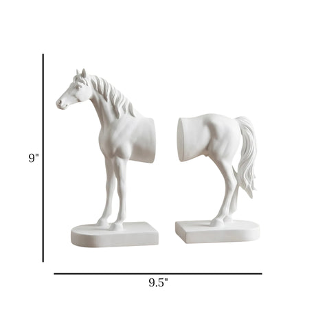 elegant bookends white horse statue 9"x9.5" china