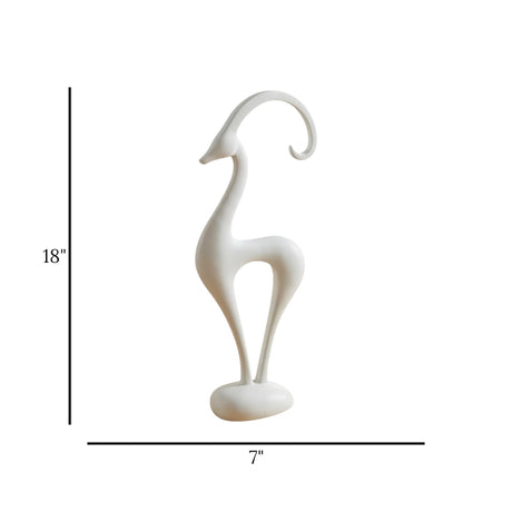 luxe antelope sculpture white 18"x7" china