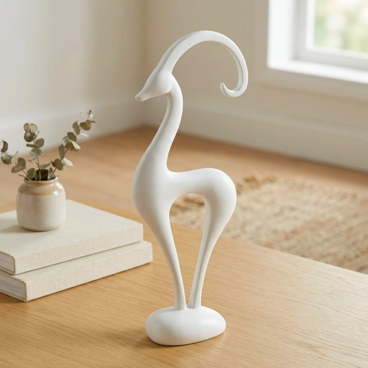 luxe antelope sculpture white 18"x7" china