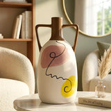 ceramic vase white with art 12"x6.5" china