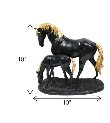 statue horses 2s black & golden china