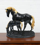 statue horses 2s black & golden china