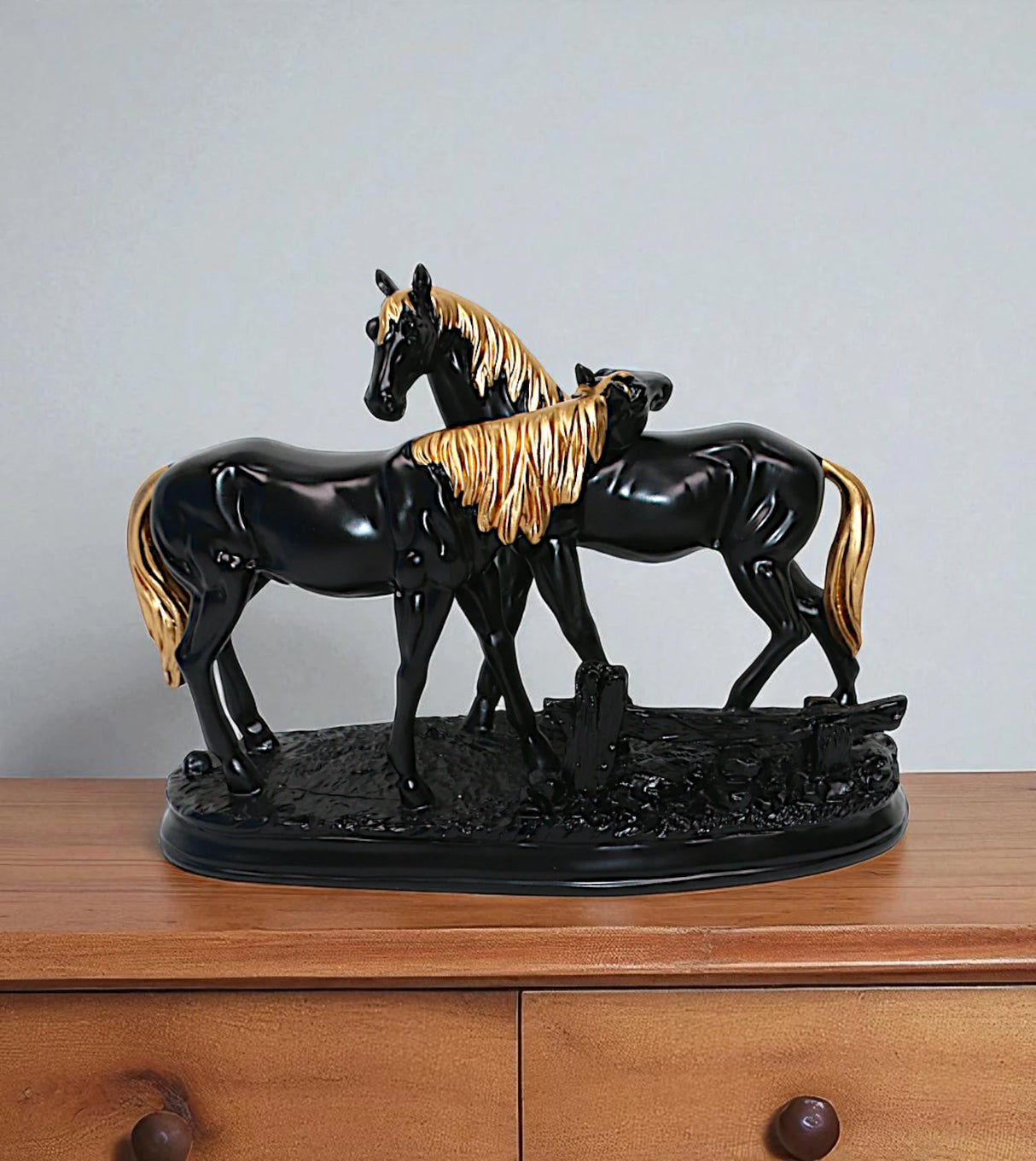 statue 2 horse black china