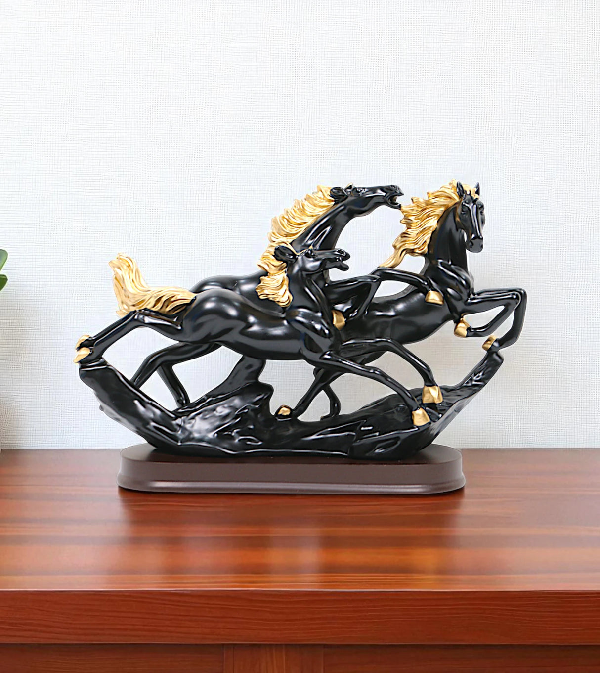 statue horses 3 black china