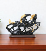 statue horses 3 black china