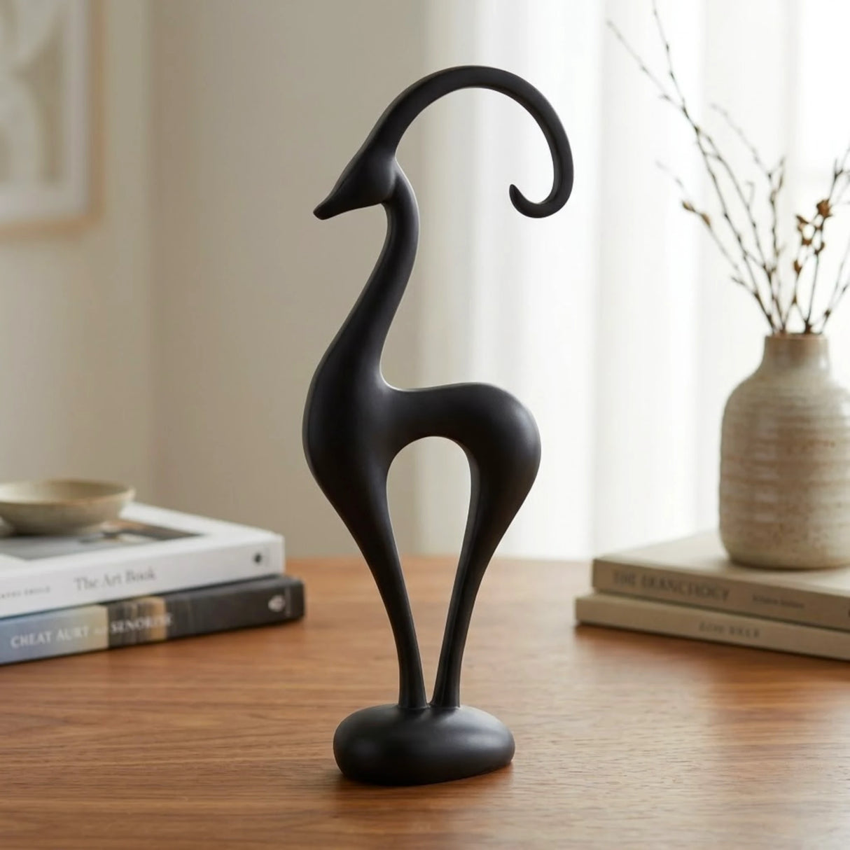 luxe antelope sculpture black 18"x7" china